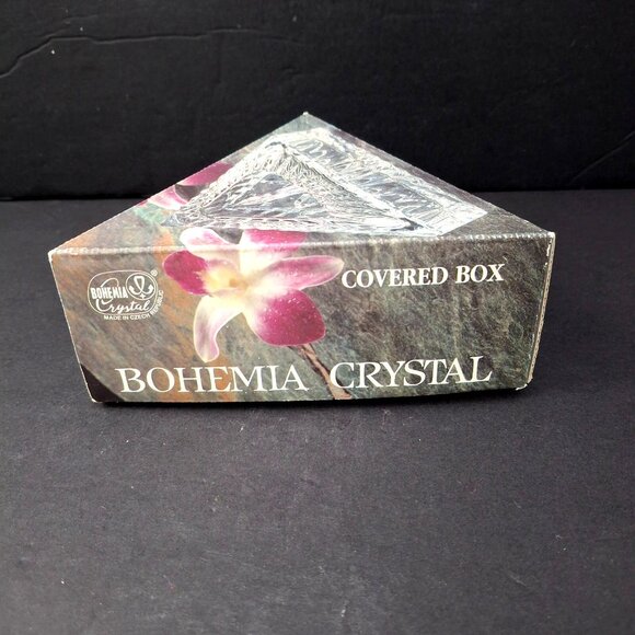 Bohemian Crystal Trinket Box Czech Republic Triangle Original Stickers and Box - Picture 8 of 13